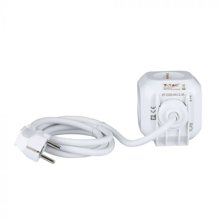 Priza cu 4 Circuite  si Mufa Usb Cubica V-TAC, 3G, 1.4m [2]
