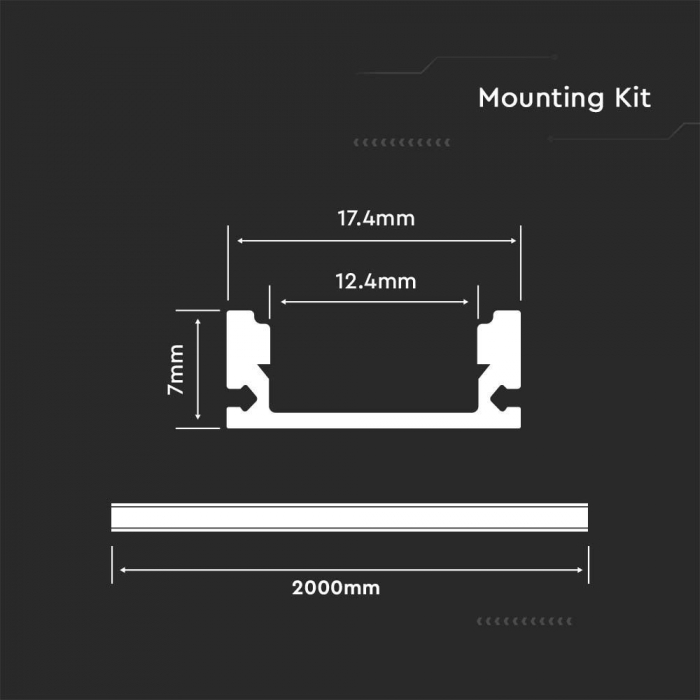 Profil din Aluminiu, Argintiu, Dispersor Integrat, 2 metri, Aplicat, Slim [2]