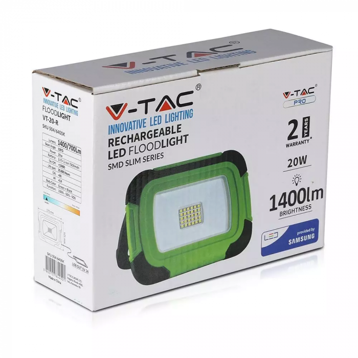Proiector LED V-TAC, 20W, Cip SAMSUNG, Reîncărcabil, IP44, Functie SOS [3]