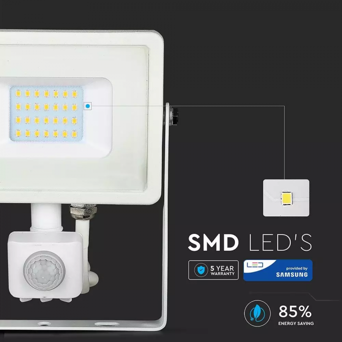 Proiector LED V-TAC, 20W, Senzor de miscare, Cip SAMSUNG, IP65 [4]