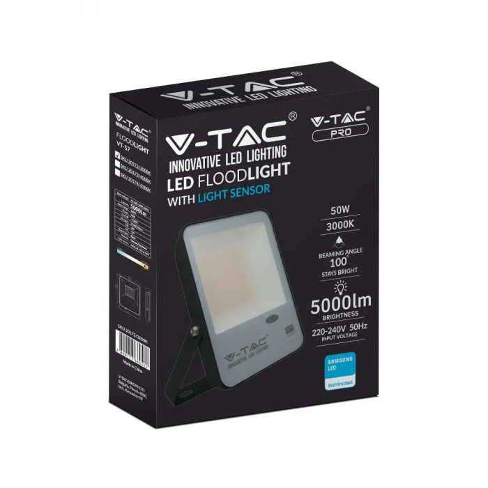 Proiector LED V-TAC, Cip SAMSUNG, 100lm/W, Senzor de Lumina Integrat, 5 ani Garantie [2]