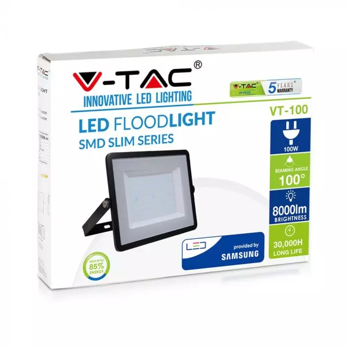 Proiector LED V-TAC Slim, 100W, Cip SAMSUNG, 80lm/w, 8000lm [1]