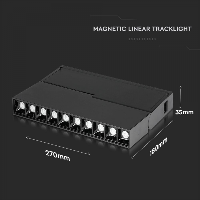 Proiector Magnetic LED V-TAC, 10*2W, IP20, 24V, Negru, 4000K [9]