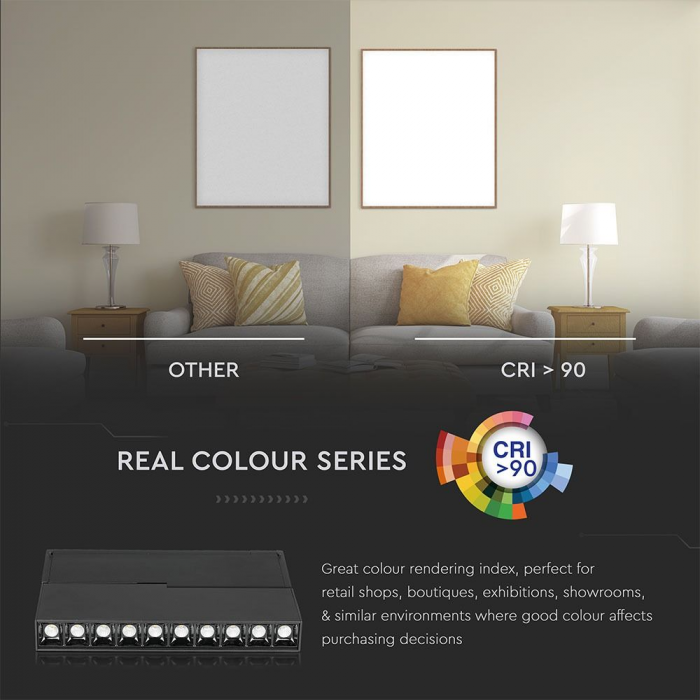 Proiector Magnetic LED V-TAC, 10*2W, IP20, 24V, Negru, 4000K [13]