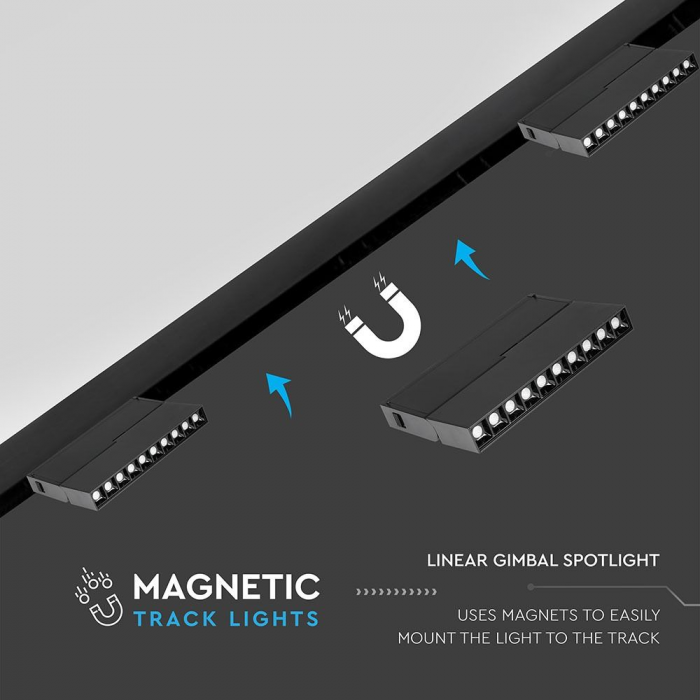 Proiector Magnetic LED V-TAC, 10*2W, IP20, 24V, Negru, 4000K [10]