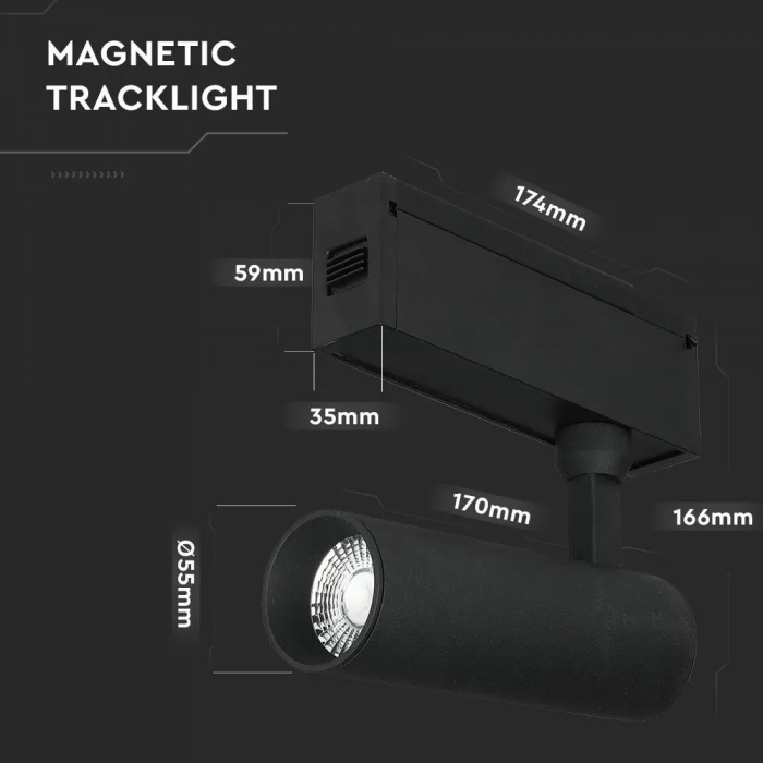 Proiector Magnetic LED V-TAC, 15W, IP20, 24V, Negru [8]