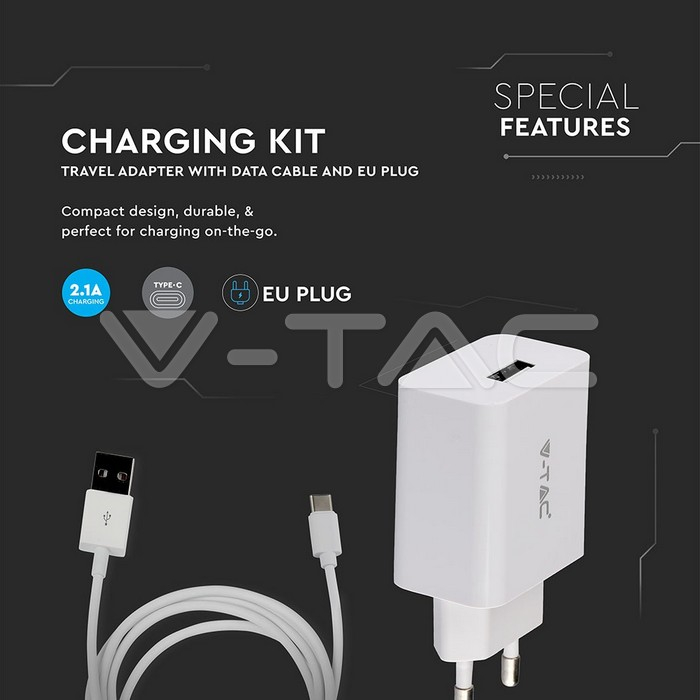 Set incarcare - adaptor de călătorie cablu USB tip C Alb [3]