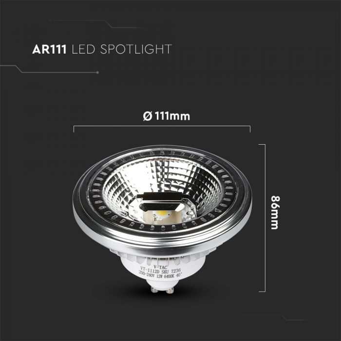 Spot LED V-TAC AR111, 12W, 3000k, GU10 [5]