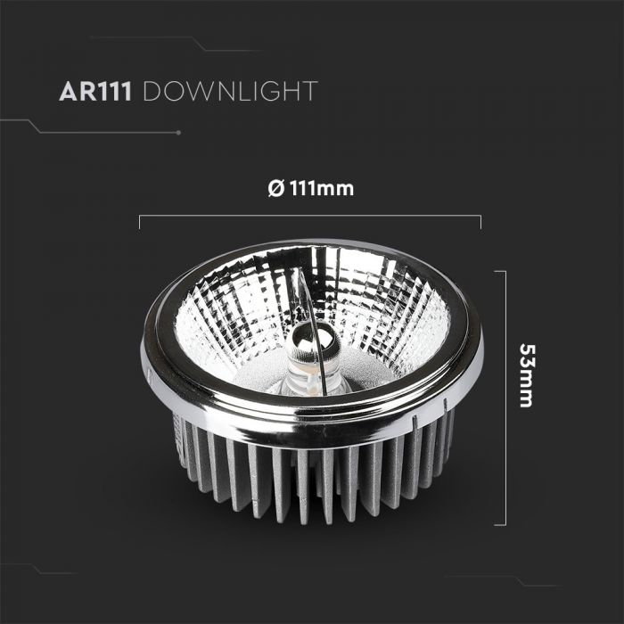 Spot LED V-TAC AR111, 20W, Reflector Schimbabil, 40`D/20`D, Argintiu, 4000K [8]
