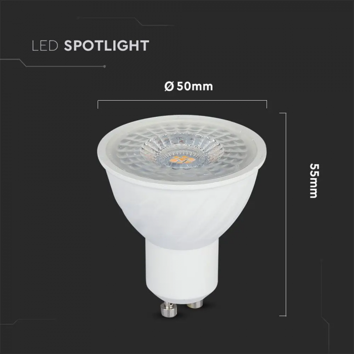 Spot LED V-TAC GU10, 6.5W, 480lm, Cip Samsung, 5 ani garantie [7]
