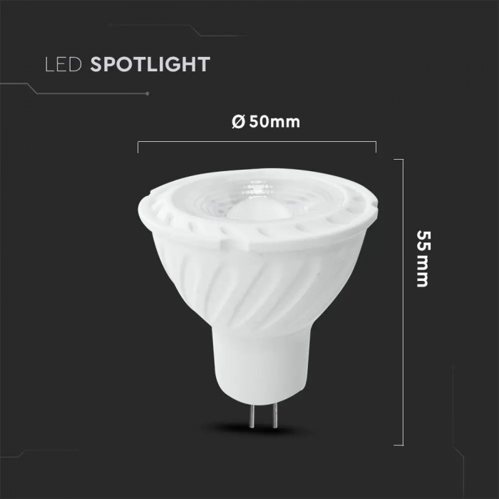 Spot LED V-TAC GU5.3, 6.5W, 450lm, Cip Samsung, 5 ani garantie [6]