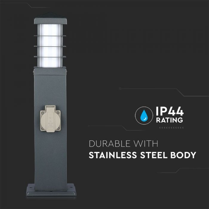 Stalp de exterior cu priza V-TAC, 2 intrari, IP44, Soclu E27 [9]