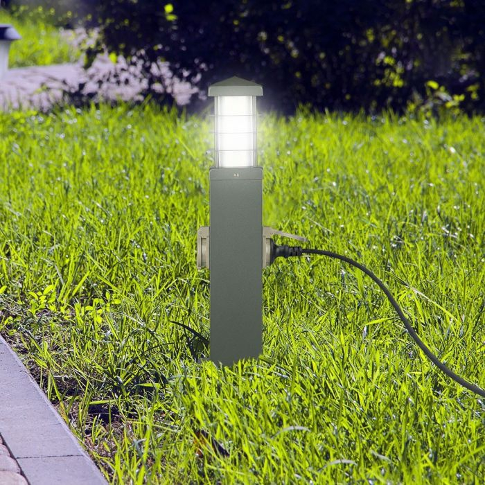 Stalp de exterior cu priza V-TAC, 2 intrari, IP44, Soclu E27 [6]