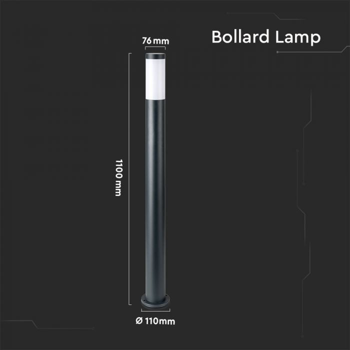 Stalp de gradina V-TAC, E27, 110cm, Otel inoxidabil, IP44, Gri [3]