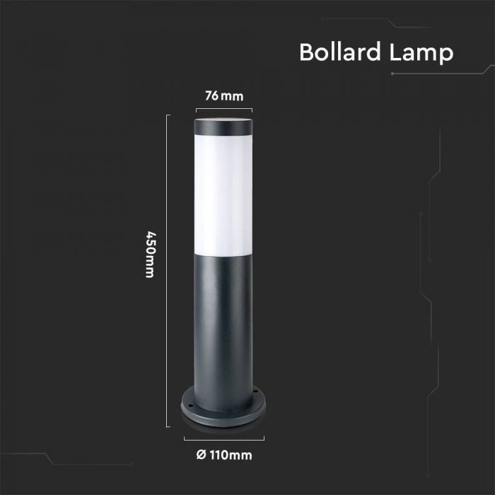 Stalp de gradina LED V-TAC, E27, 45cm, Gri [3]