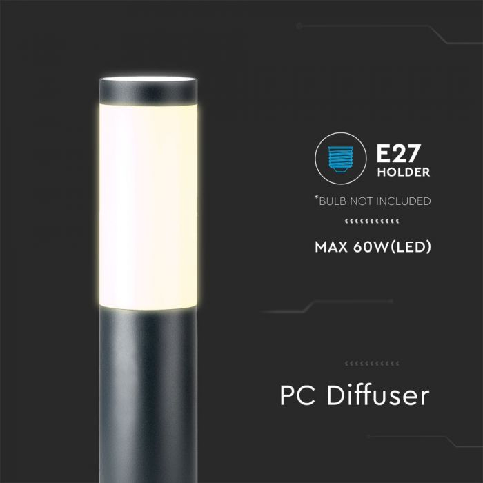 Stalp de gradina LED V-TAC, E27, 45cm, Gri [4]