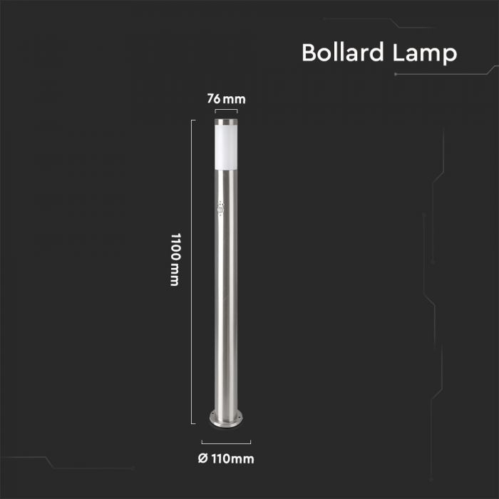 Stalp de gradina V-TAC, E27, 110cm, Otel inoxidabil, IP44, Senzor Miscare [3]