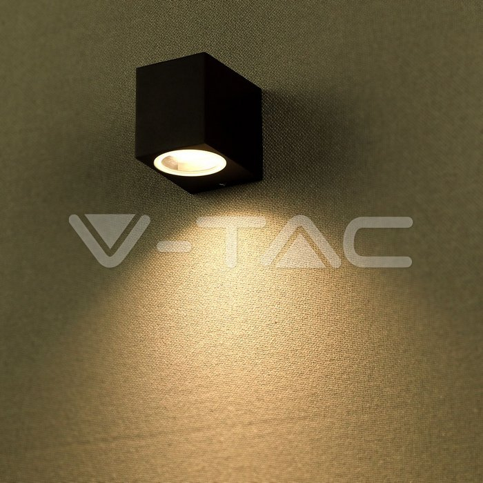 Suport de Perete compatibil cu Spot GU10, V-TAC, Aluminiu, Negru, Patrat, IP44 [2]