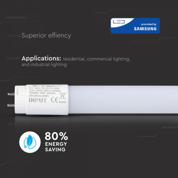 Tub LED cu cip Samsung 10W, T8, 3000K,G13, 850 lumeni [6]