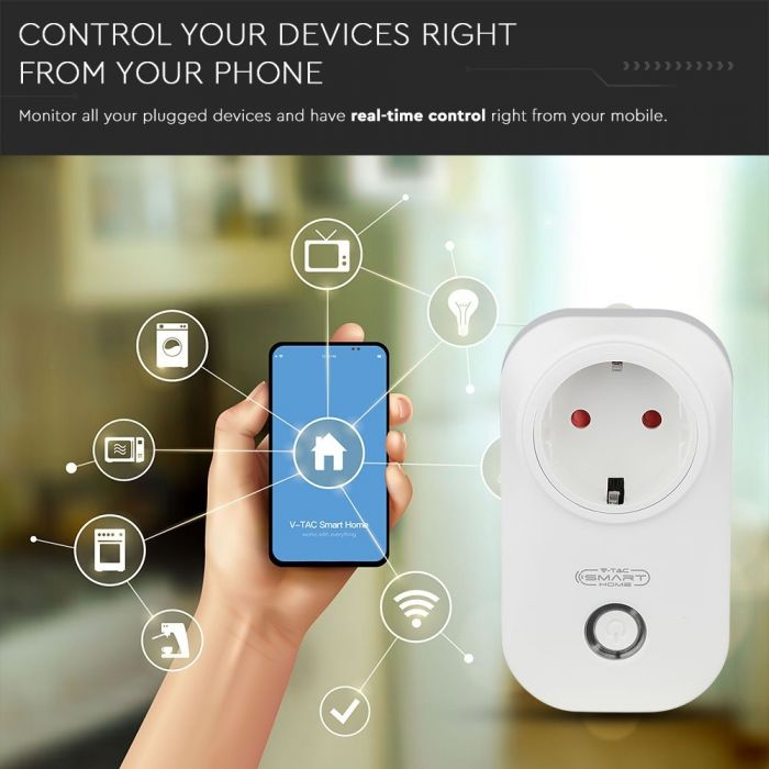 Wifi Priza EU V-TAC,  Compatibila cu Amazon Alexa, Google Home [6]