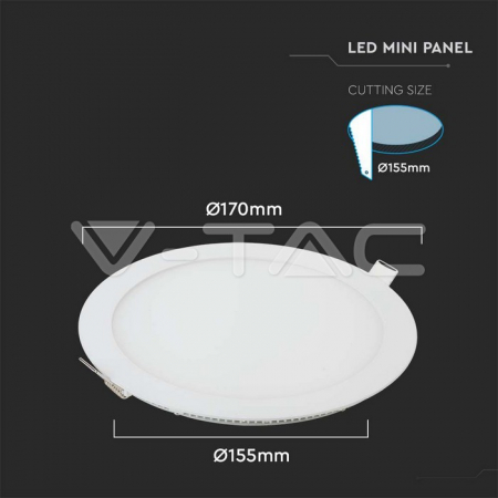12W Mini Panel LED Rotund 3000K [1]