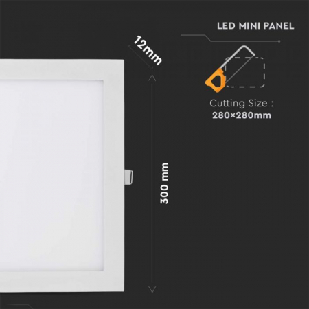 24W LED Panel Premium Downlight Pătrat 6400K [2]