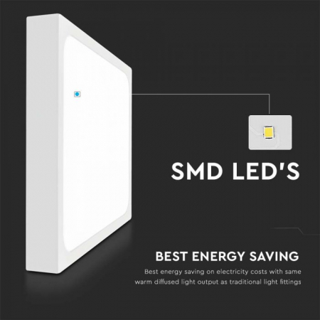 30W Plafonieră LED Pătrată Ramă Albă 4000K IP44 [3]