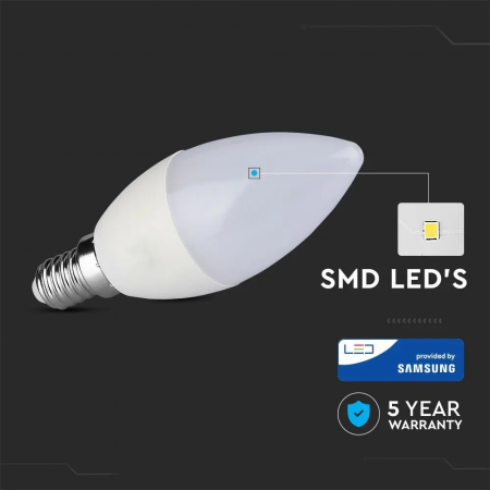 Bec LED V-TAC, 4.5W, 470lm, E14, Lumânare, Cip Samsung [3]