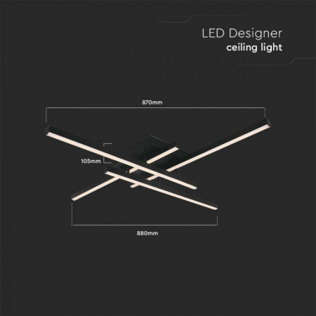 38W LED Designer Lumină de Plafon Neagră 850*850*105mm 3000K [2]