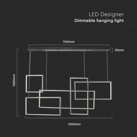 45W LED Lampă Suspendată de Design 120*50*60CM Corp Negru 3000K [2]