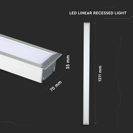 Lampa LED Liniara V-TAC, 40W, Cip Samsung, Montaj Incastrat, Conectabila, Garantie 5 ani, Gri [6]