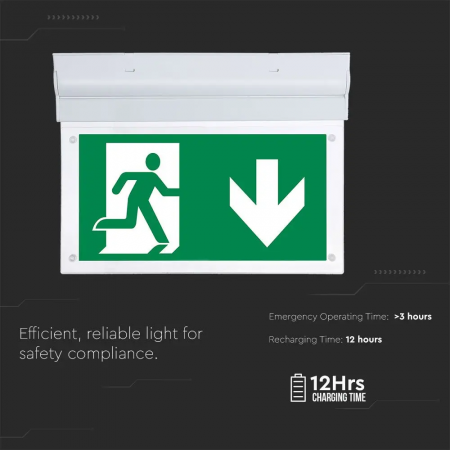 Lampa Exit LED V-TAC, 2W, Cip Samsung, Montaj Aplicat, 6000K, IP20, Autonomie >3h [2]