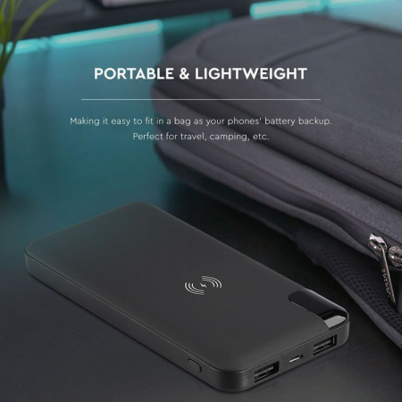 8000mAh Bateria Externă Încărcare Wireless & Display Negru Stativ Lampă Negru [3]