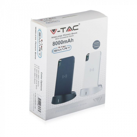 Acumulatori externi - 8000mAh Bateria Externă Încărcare Wireless & Display Negru Stativ Lampă Negru
