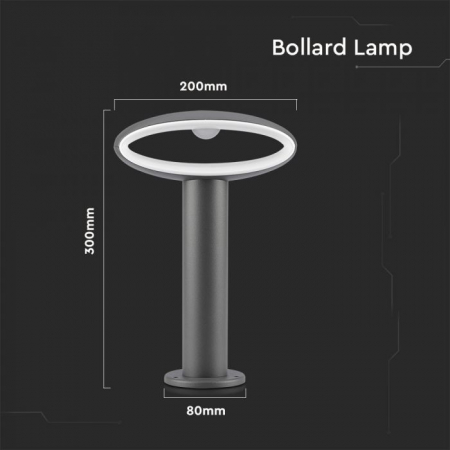 9W LED Bollard Lamp Gri Închis Aluminiu 30cm 3000K IP54 [1]