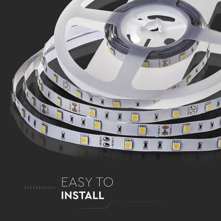 Banda LED V-TAC, 12V, 4.8w/m, 30 leduri/m, CRI>80, 500lm/m, IP20, Rola 5m [2]
