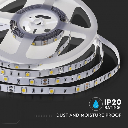 Banda LED V-TAC, 12V, 4.8w/m, 30 leduri/m, CRI>80, 500lm/m, IP20, Rola 5m [4]
