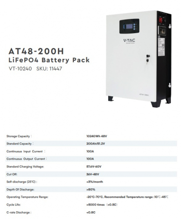 Baterie V-TAC 10kWh AT48-200H LiFePO4 [1]