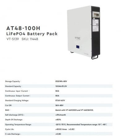 Baterie V-TAC 5kWh AT48-100H LiFePO4 [1]