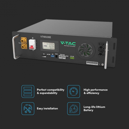 Acumulator V-TAC Lithium 5.12kWh, BMS Incorporat, Pentru Invertor Solar [1]