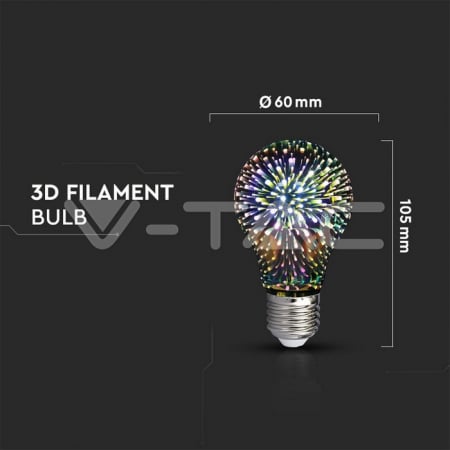 Bec LED 3W E27 Filament 3D A60 3000K [2]