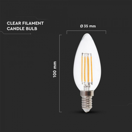 Bec Led 4W cu filament, 2700K, E14 [2]