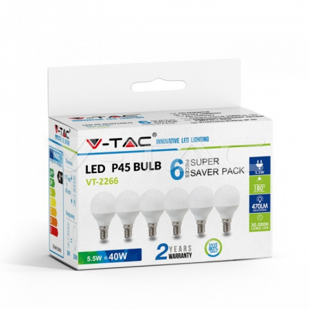 Bec LED 5.5W E27 P45 2700K Set cutie 6 bucăți [1]