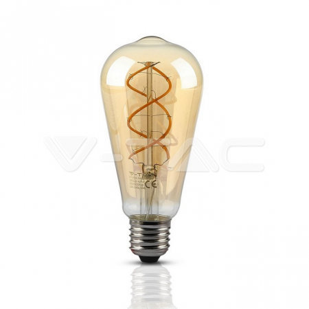 Becuri LED - Bec LED 5W filament E27 sticla aurie curbata ST64 alb cald