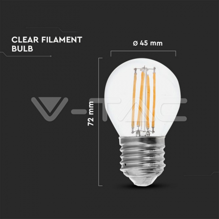 Bec LED 6W filament E27 G45 Clear Cover 2700K [2]
