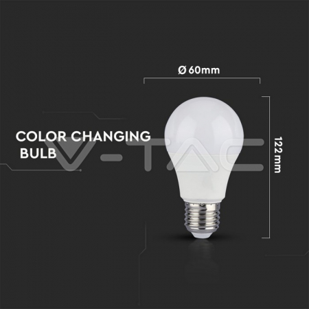 Bec LED 9W A60 schimbarea culorilor E27 termoplastic [2]