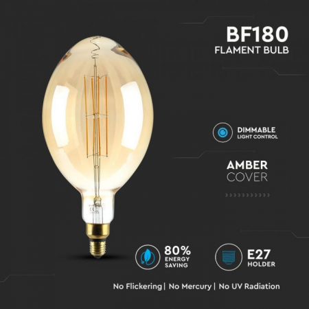 Bec Led decorativ cu Filament V-TAC, 8W, 2000K, E27, Dimabil [5]
