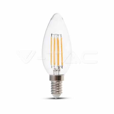 Becuri LED - Bec LED Lumânare filament Cip SAMSUNG 4W E14 sticlă clară 2700K