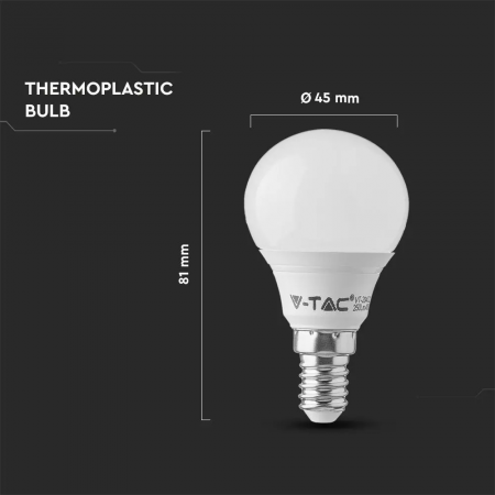 Bec LED V-TAC, 4.5W, 470lm, E14, P45, Cip Samsung [3]