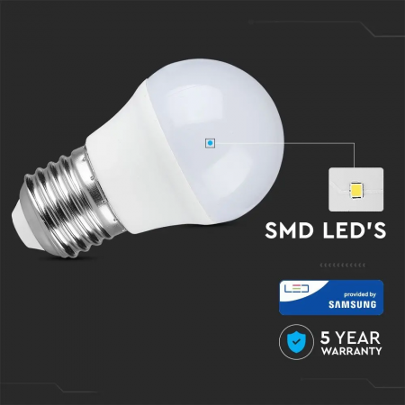 Bec LED V-TAC, 5.5W, G45, 470lm, E27, Cip Samsung [1]